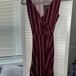 Rebel Sugar Burgundy and White Striped Maxi Dress